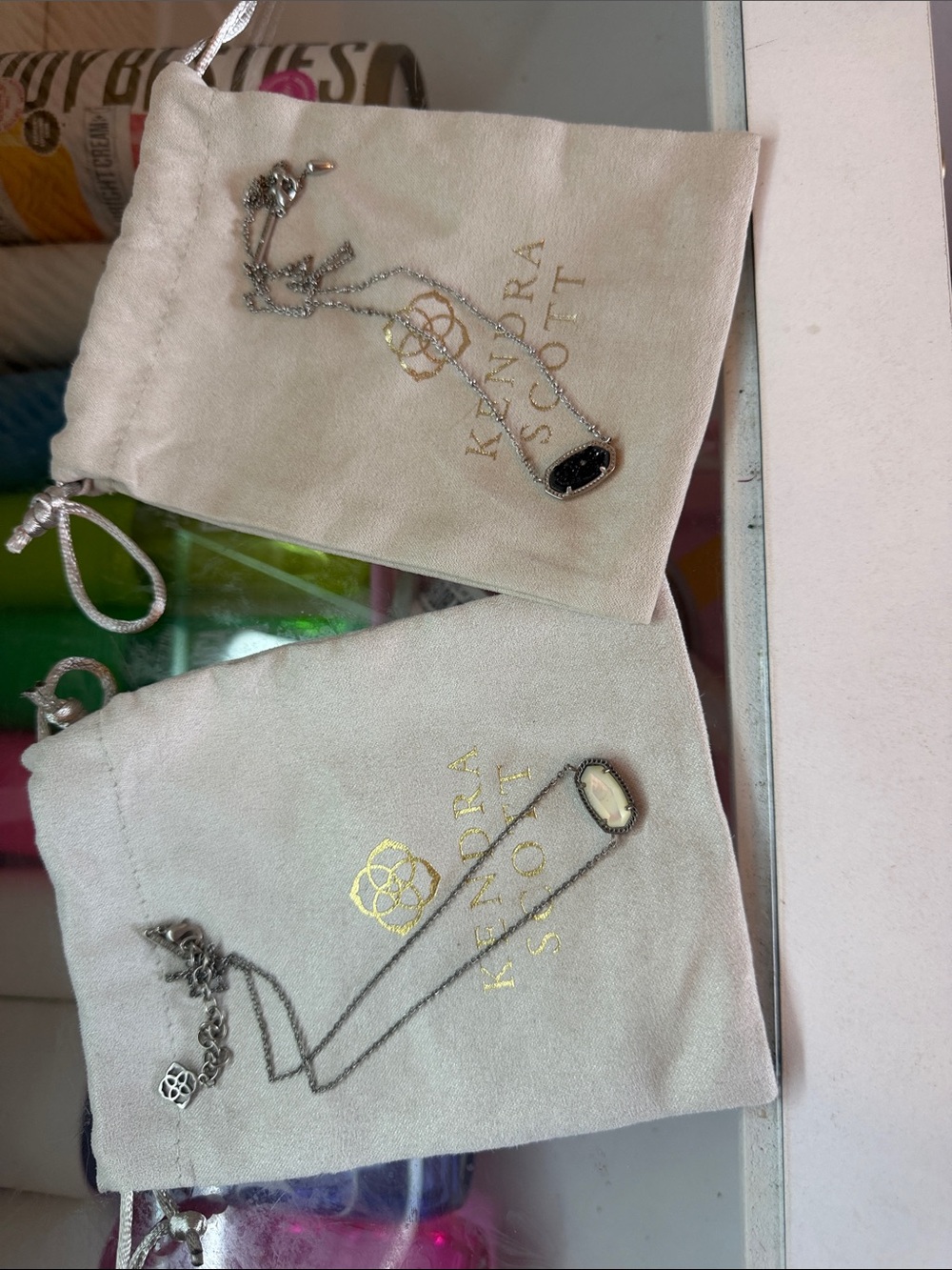 Kendra Scott Duo Pendant Necklaces in Black and Cream